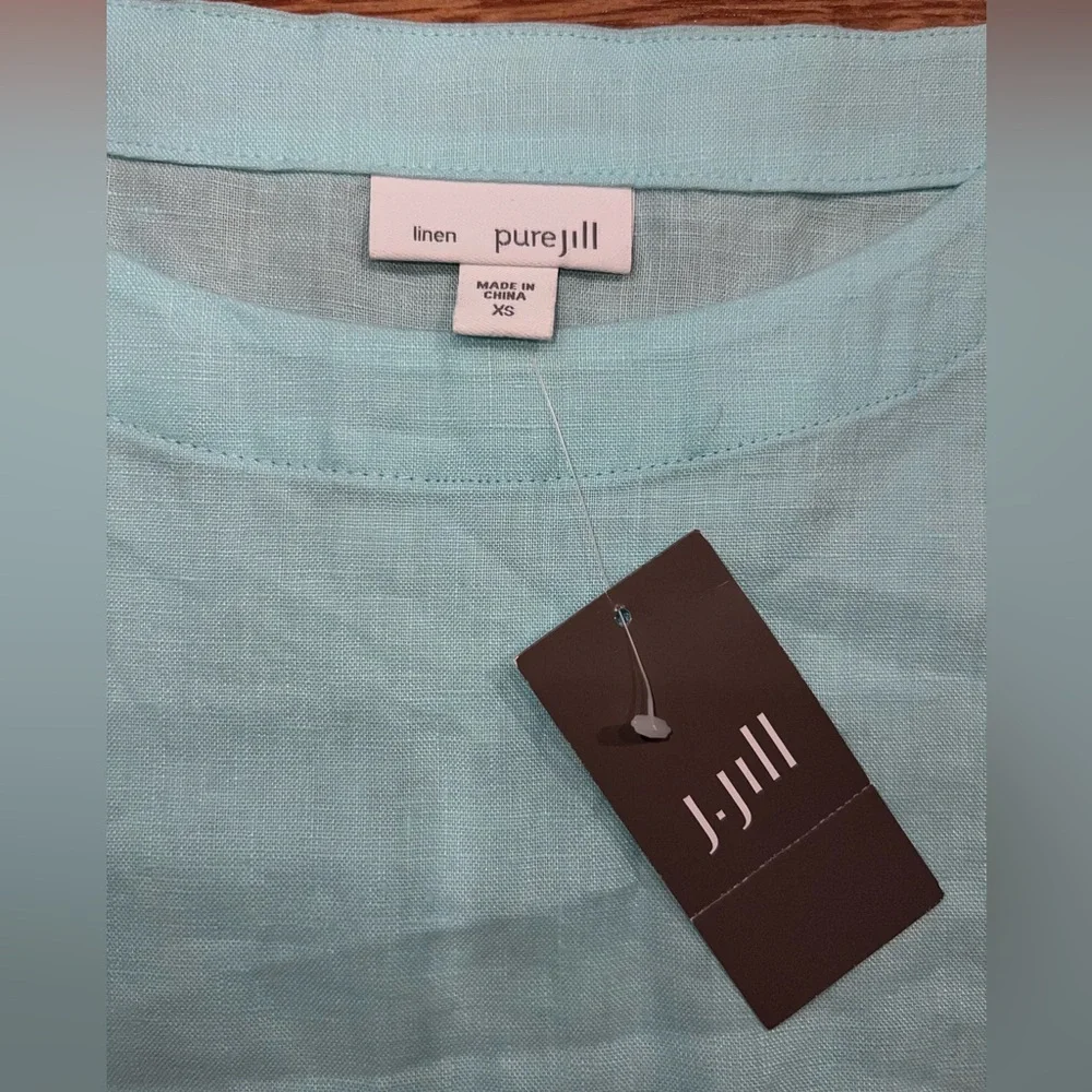J. Jill Aqua Linen Top - Picture 7 of 8